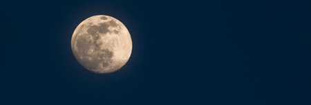 Close up view of the moon in the eveningの写真素材
