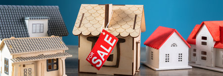 small houses for sale on the tableの写真素材