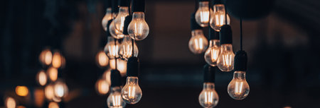 Decorative light bulbs hanging from the ceiling