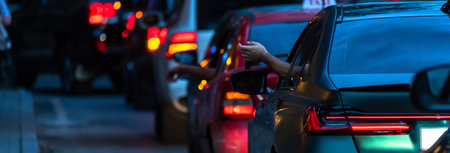 Cars stuck in traffic in the city