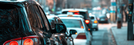 Cars in a traffic jamの写真素材