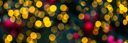 Festive Glow: Christmas Lights Bokehの写真素材