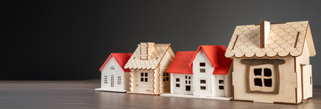 House mockups on black background, construction conceptの写真素材