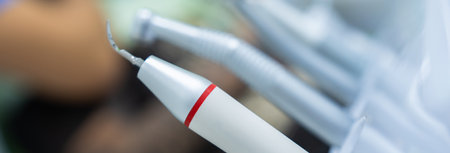 Dentist's medical instruments, close up, stock photoの写真素材