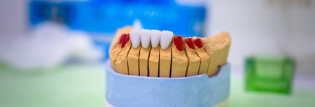 appliance for designing ceramic teeth, medical concept, dental clinic, stock photo