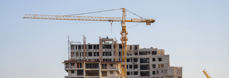 Construction process of high-rise buildings in the city
