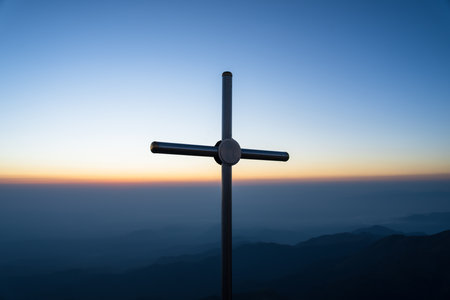 Red sunset, sun in focusの写真素材