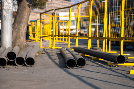 Construction work, pipes for water line replacement