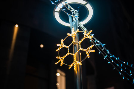 Christmas lights, decorations on the streetの写真素材