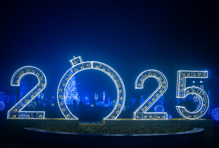 The decoration with the numbers "2025", the new year is near,の写真素材