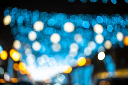 New Year's lights on the street, bokeh, background, mockupの写真素材