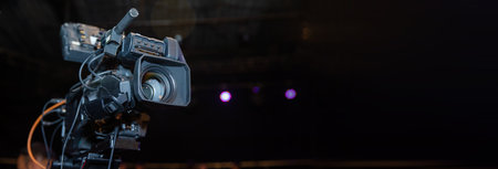 Movie set, cameras, TV station, operators, stock photo