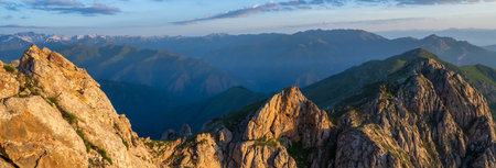 green Mountains beautiful view, travel concept, mountain countryの写真素材