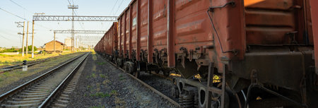 Old red train car, freight train