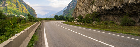 Asphalt road, route, through mountains nature, travel concept