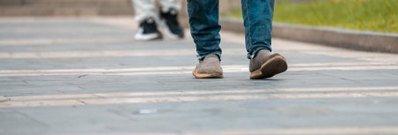 People crossing the street, city lifeの写真素材
