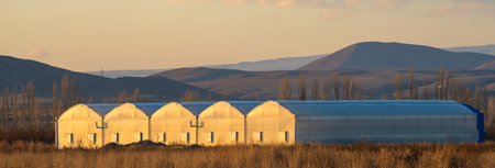 Greenhouses from a distance, agricultureの写真素材