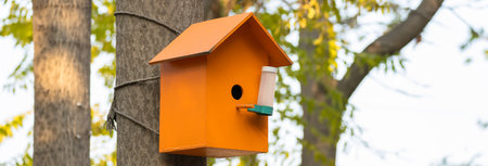 Sparrow's wooden nest on a tree