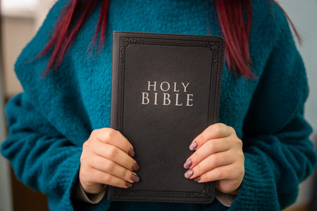 Christian Faith: Holding the Bible in Handの写真素材