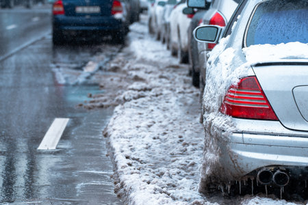 Snowmelt in the City â Drainage and Traffic Regulation Problemsの写真素材