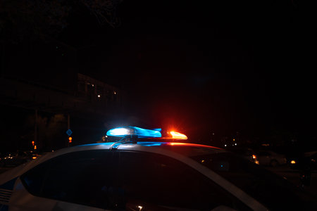 Police Car Lights at Night
