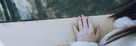 Girl in Psychological Crisis Attempts Suicide by Jumping Off a Bridgeの写真素材