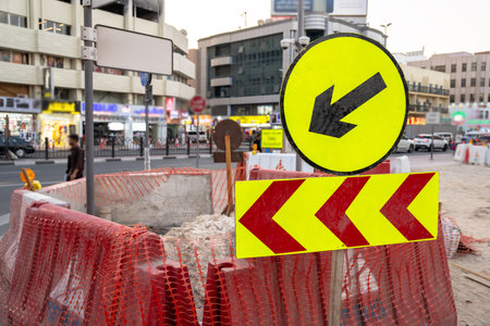 Construction Work Underway in Urban Cityの写真素材