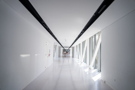 Modern Overpass for Pedestrians and Vehiclesの写真素材