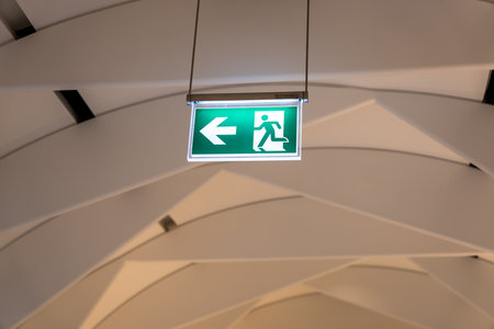 Exit Pathway Sign in Transit Passageの写真素材