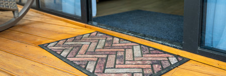 The rug in front of the doorの写真素材