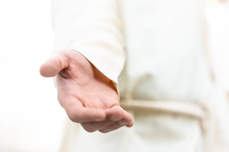 Jesus Reaches Out with Gentle Handの写真素材