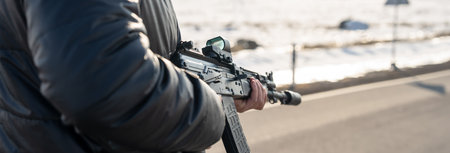 Criminal Attacks Vehicle with Weapon in Hand