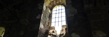 Windows of Ancient Ruined Churchの写真素材