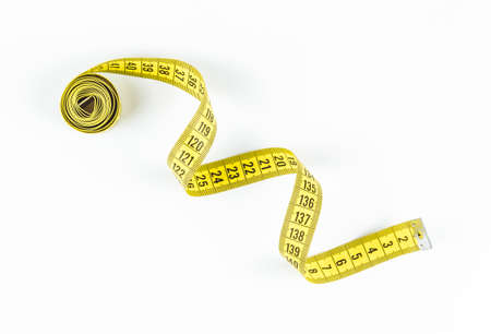Tape Measure Tailor Isolated on white background. Top view.