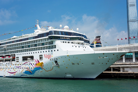 Hong Kong, China - September 6, 2015: Star Cruises Superstar Virgo docked at Ocean Terminal, Hong Kong Hongkong is a major tourist city in Asia, More than 40000000 visitors a year..のeditorial素材