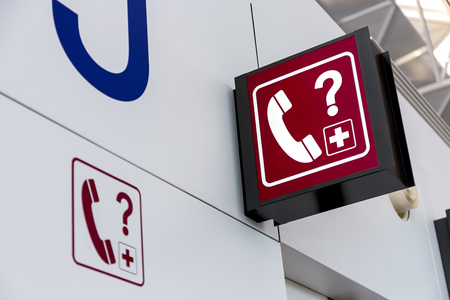 Telephone sign Lightbox in the airportの写真素材