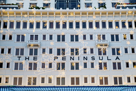 Santa claus christmas illumination decorations at Peninsula Hotelのeditorial素材