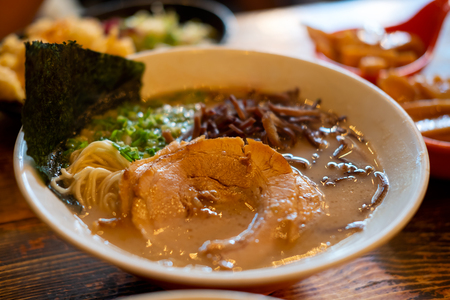 Japanese ramen noodle with roast porkの写真素材