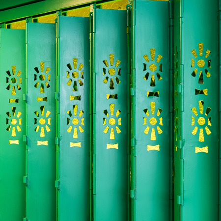 Close up green pattern metal shutter doorの写真素材