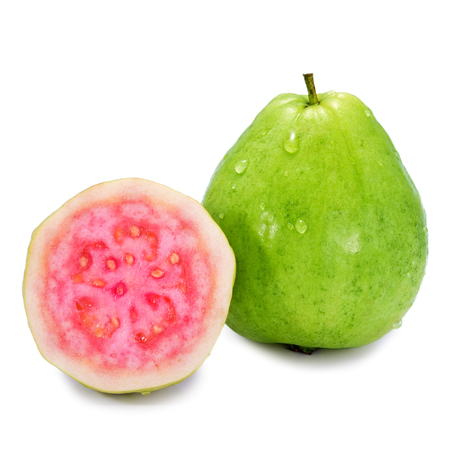 Ripe guava on white backgroundの写真素材