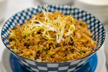 Stir fried rice with diced porkの写真素材
