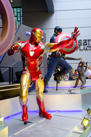 Avengers 4 character model features 1:1 life-size statues in Hong Kong, as part of promotional activity before the movie release.のeditorial素材