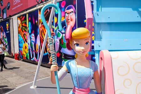 Hong Kong -July 26, 2019: Disney and Pixar's "Toy Story 4" movie backdrop display with cartoon characters Exhibition activity in Harbour city,Tsim Sha Tsui, Hong Kongのeditorial素材