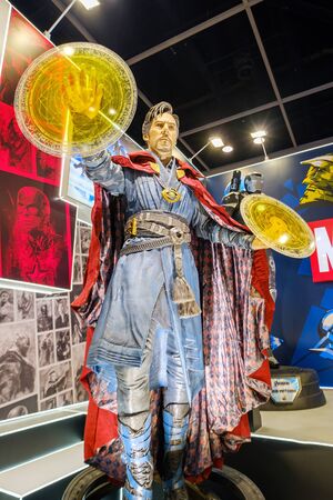 Hong Kong - July 30, 2019: Avengers 4 mvoie Doctor Strange character model features 1:1 life-size statues in the 21th ACGHK2019 Ani-Com & Games event in Hong Kong.のeditorial素材