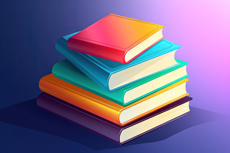 Stack of colorful books illustration, education at school concept.の素材
