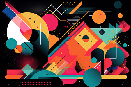 Abstract shapes and lines background with retro vibes.の素材