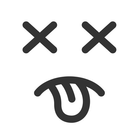 Dead smile with tongue icon. Emotion expression. Emoticon linear trendy logo. Outline, flat and colored style icon for web design. Vector illustration.のイラスト素材