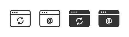 Update browser window with website icon, refresh or reload sign, outline flat vector illustration, EPS 10.のイラスト素材