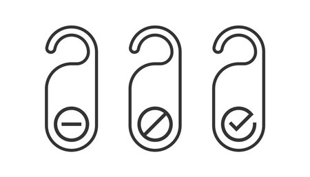 Do not disturb door hanger icon in outline stroke style, hotel service, simple outline flat style vector illustration.のイラスト素材