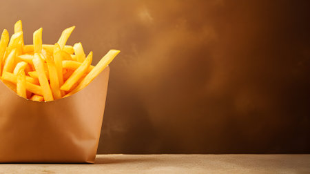 French fries in a paper bagの素材